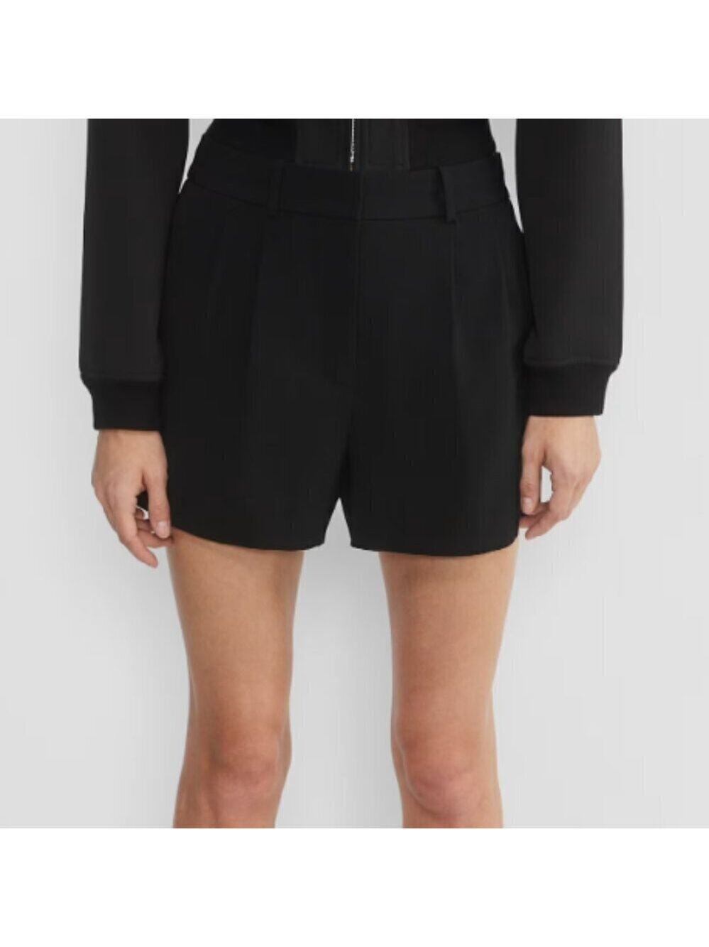 Aritzia Babaton Atelier High-Rise Crepe Pleated Mini Short Black Size 12